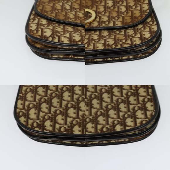DIOR Trotter Canvas Shoulder Bag Brown Gold - Picture 10 of 12